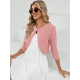 thumbnail image 5 of Chiclily Women's 3/4 Sleeve Cropped Cardigans Sweaters Lightweight Open Front Short Shrugs for Dresses, Pink 2XL, 5 of 6