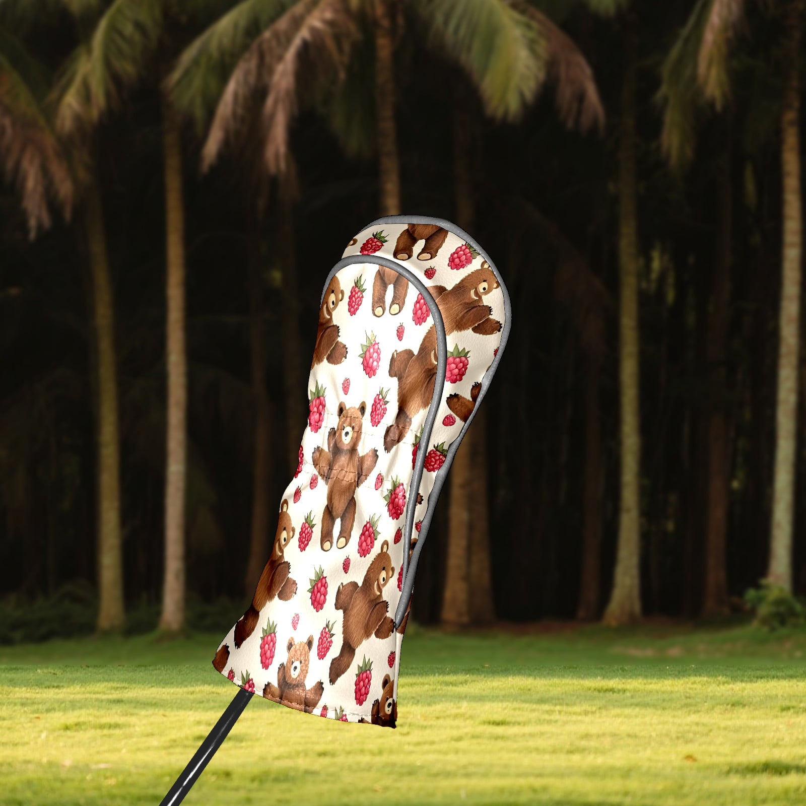 Golf Club Covers, Brown BearBerry Premium PU Leather Driver Hybrid Putter Head Covers with Velvet Lining, Waterproof Golf Gifts for Men Women