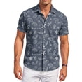 thumbnail image 2 of QHRMKOG Mens Beach Shirts Loose Fit Tropical Print Short Sleeve Hawaiian Shirt Breathable Holiday Button Down Beach Shirts Summer Trendy Shirts Blue M, 2 of 6