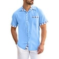 thumbnail image 3 of Mens Shirts Solid Color Pocket Button Up Shirt Short Sleeved Casual Shirt Summer Beach Shirt Shirt With Pockets Short Sleeved Collar Top Shirts for Men, 3 of 7