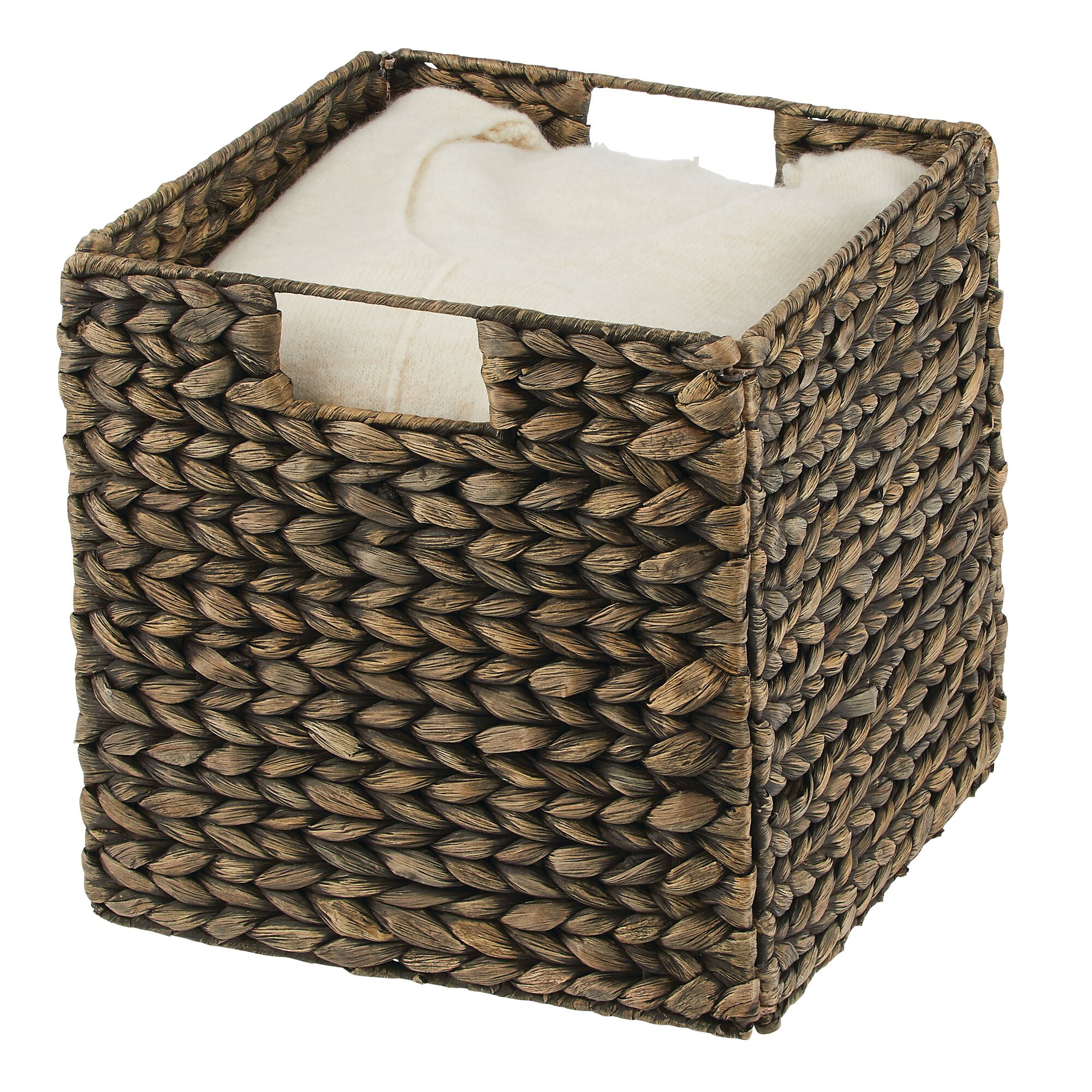mDesign Woven Hyacinth Home Storage Basket for Cube Furniture, 4 Pack - Natural
