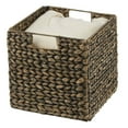 thumbnail image 6 of mDesign Hyacinth Woven Cube Bin Basket Organizer, Handles, 6 Pack, Black Wash, 6 of 9