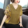 thumbnail image 4 of Women's Collar Patchwork Pattern Fashion T-Shirt Blouse, 4 of 4