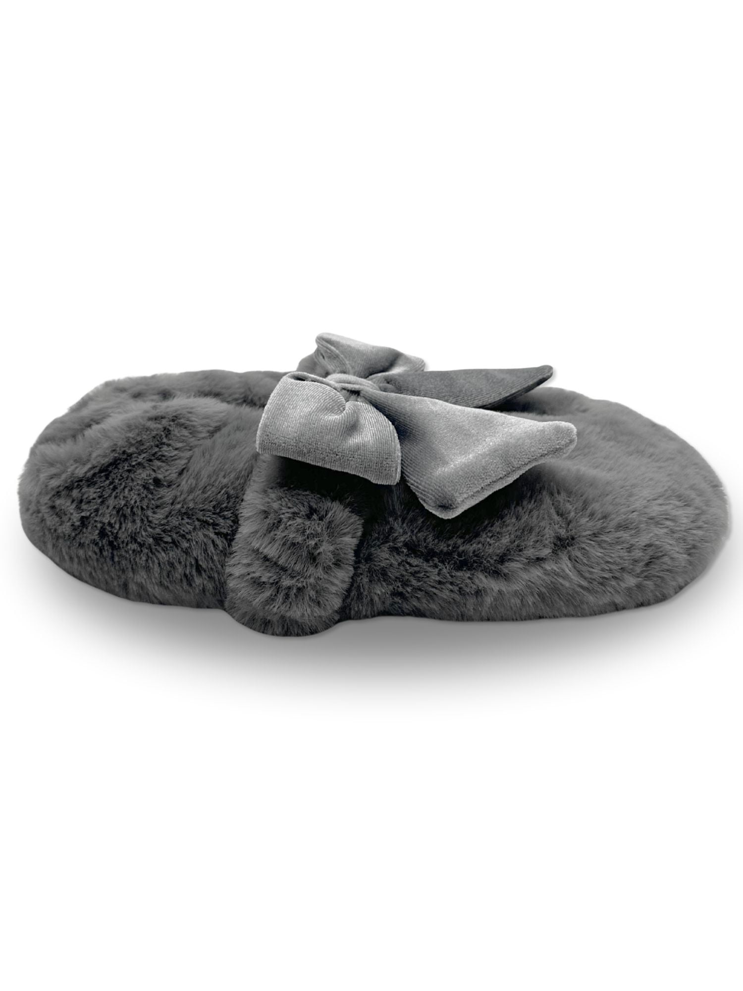 Fuzzy Babba Women's Faux Fur Oversized Bow Mary Jane Slipper Socks, 1-Pack, Shoe Sizes 7-9.5