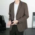 thumbnail image 2 of Qiggri Men's Fashionable Solid Color Long Sleeved Lapel Breasted Hanging Pocket Suit Jacket, 2 of 7