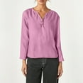 thumbnail image 2 of Casual Solid Long Sleeve V Neck T Shirt, 2 of 5