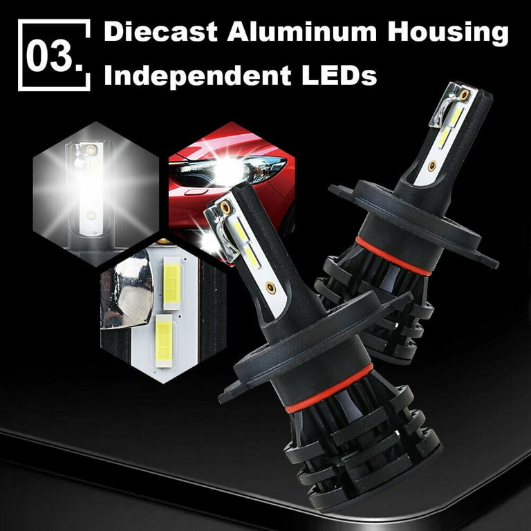 2X Luces Fuertes Para Auto Coche Luz Carro Bulbs H4 9003 LED SUPER Blanco  Hi/Lo 