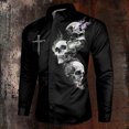 thumbnail image 1 of Camisa informal de manga larga con botones para hombre, estilo solapa con botones, impresión 3D, para fiestas, noches, uso diario, otoño, invierno y primavera, 1 of 6