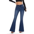 thumbnail image 2 of Pantalones vaqueros acampanados elásticos curvos de forma completa para mujer Blue-24 Short, 2 of 5