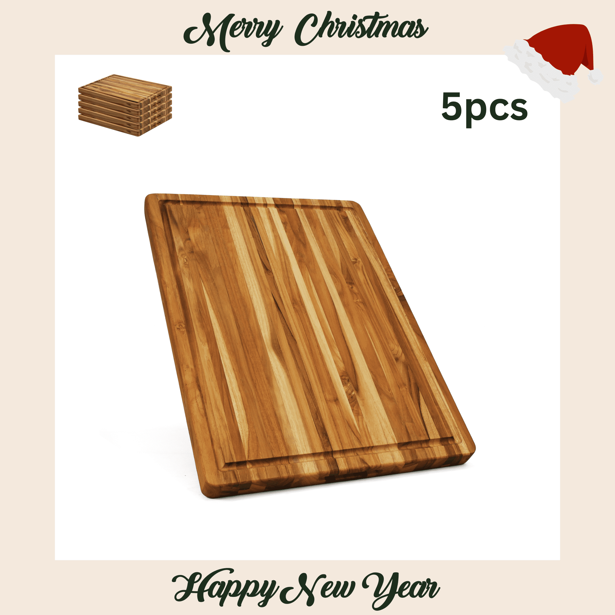 Rectangular Real Teak Wood Cutting Board With Juice Groove 20 INCH, Pack of 5 pieces