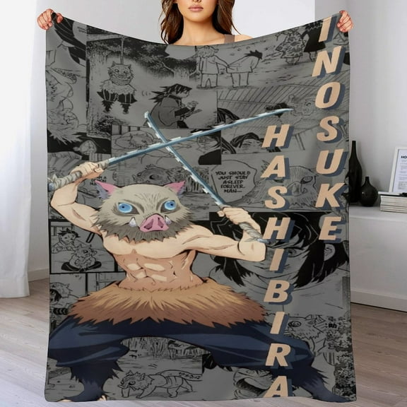 Hashibira Inosuke Blanket Cute Soft Lightweight Fuzzy Plush Throw Blankets Cozy Flannel Blankets for Sofa Couch Travel Home Bedroom Decor Gifts 30"x40"
