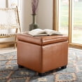 thumbnail image 2 of SAFAVIEH Jonathan Modern Glam Single Upholstered Flip Top Ottoman, Saddle, 2 of 12
