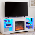 thumbnail image 3 of SESSLIFE Fireplace TV Stand for 65 Inch TV, Farmhouse TV Stand with Storage Shelves, Entertainment Center with 3D Flame Electric Fireplace Heater, White, 3 of 8
