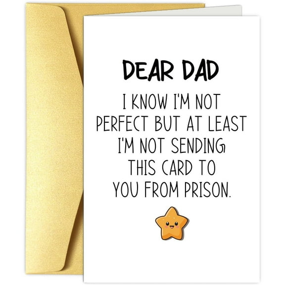 Funny Dad Greeting Card - Humorous Blank Card for Birthdays and Special Occasions with Gold Envelope