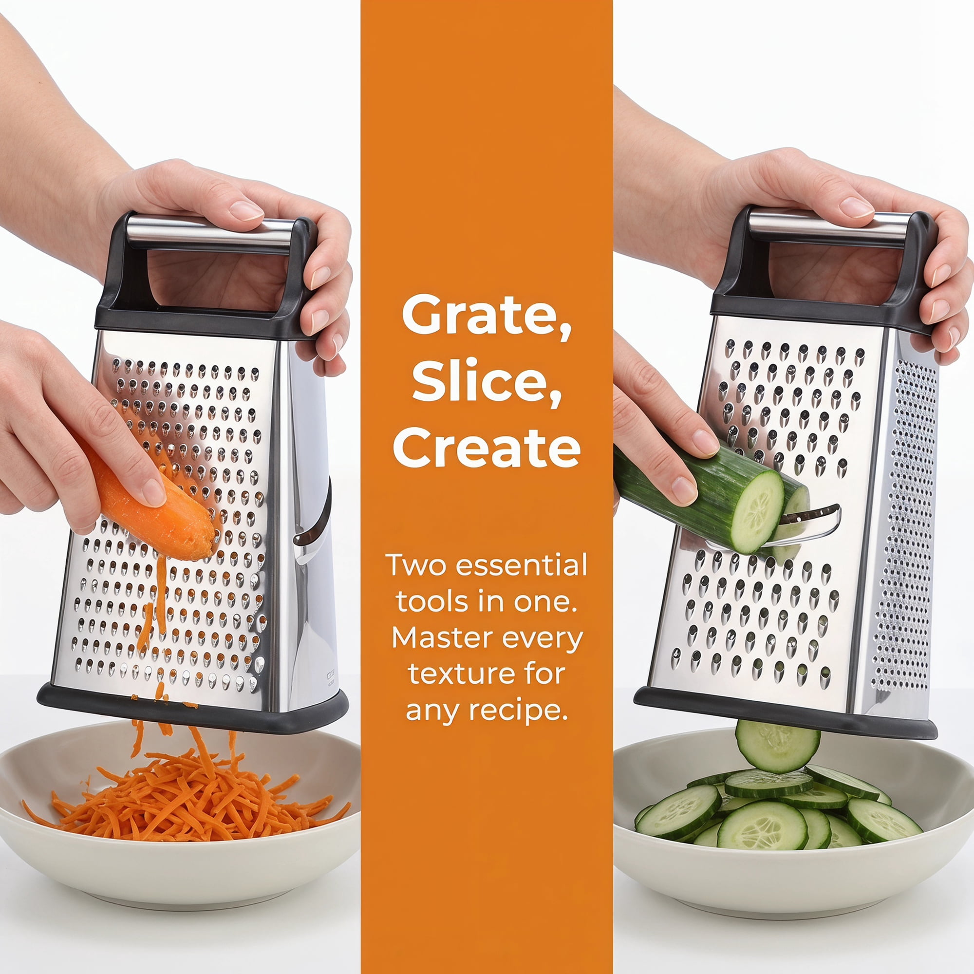 Unique Bargains 4-Sided Box Stainless Steel Mandoline Slicer with Non-Slip Base 6.3"x9.3"