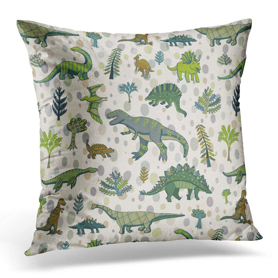 BSDHOME Green Graphic Dinosaur Pattern Dino Pillow Case Pillow Cover