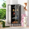 thumbnail image 2 of Crownland Metal Storage Cabinet with Glass Doors, Display Curio Glass Cabinet with 4 Adjustable Shelves, Tall Modern Office Storage Cabinets for Home Office, Living Room, Pantry(Black), 2 of 18