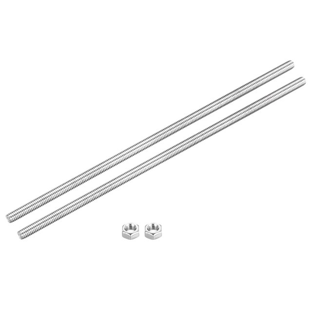 Fully Threaded Rod M6 x 250mm 1mm Pitch 304 Stainless Steel Right Hands 2pcs