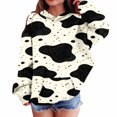 thumbnail image 2 of PiGOGI Children Cow Pattern Hooded Pullover Long Sleeve Sweatshirt Cute Animal Print Hoodie with Pocket for Girls Boys Multicolor 13-14 Years, 2 of 6