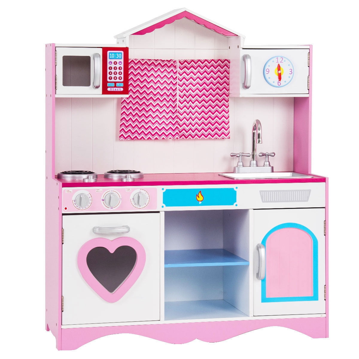 Cute Kitchen Pretend Play Cooking Set Cabinet Stove Toy Gift for Kids Children 