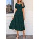 thumbnail image 5 of Vestido Midi PRETTYGARDEN Floral Verde con Cuello Cuadrado y Fruncido Talla S, 5 of 6