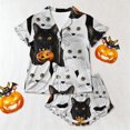 thumbnail image 5 of MEZZALL Girls Halloween Pajama Sets With Sleepwear Two Piece Cozy Short Sleeve Lapel Button Shirts Blouse Tops With Shorts For Toddler Kids Nightwear, 5 of 6
