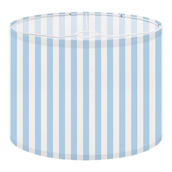 Linen Drum Lamp Shades Blue White Stripes Soft Tones 13" x 13" x 10" Lampshade for Table Lamps Floor Lamps Lamp Shade Replacement Easy Assembly Required