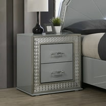 Furniture of America Gliste Adult Glam 2-Drawer Nightstand, Metallic Gray