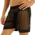 thumbnail image 4 of Men Underwear Boxer Briefs Mesh Breathable Underpants Shorts See Through With Large Split Mesh Pants, 4 of 8