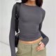 thumbnail image 2 of Camiseta de manga larga para mujer, camisetas informales ajustadas, jerséis básicos, ropa de calle, Tops cortos, Y2k, primavera y otoño, 2 of 5