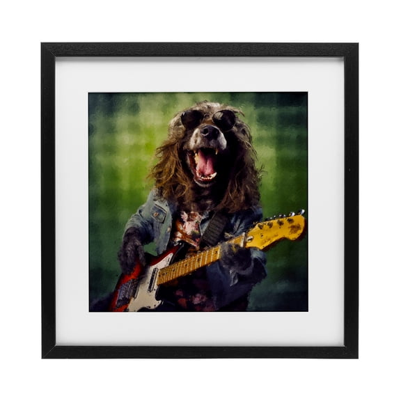 Musician Mutt Halen Black Framed Print Under Glass, design by Sean Parnell