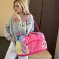 thumbnail image 5 of Women's Vibrant Color-Block Travel Duffle Bag with Expandable Bottom, Weekend Overnight Gym Tote for Yoga, Short Trips, Camping & Daily Commute, Adjustable Shoulder Strap, Pink, 5 of 11
