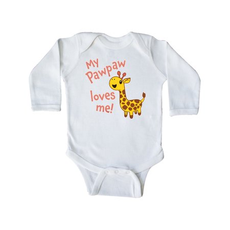 

Inktastic My Pawpaw Loves me- cute giraffe Gift Baby Boy or Baby Girl Long Sleeve Bodysuit