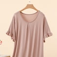 thumbnail image 4 of LYEAA Modal Sleep Shirt Women Soft Short Sleeve Nightgowns Crewneck Ruffle Nightdress Solid Comfy Loose Sleepwear, 4 of 5