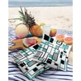 thumbnail image 3 of Pack of 2 Outdoor Pillow Covers, Retro Middle Ages Abstract Geometric Teal Black Square Waterproof Square Throw Pillowcase Cushion Decorative Pillow Covers for Couch Patio Tent, 16x16 in, 3 of 6