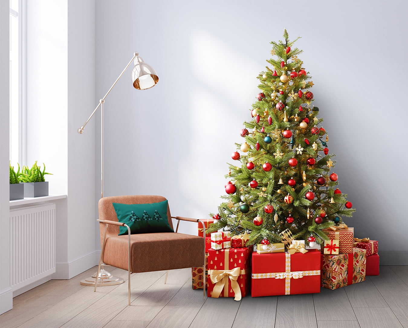 Simply Daisy Mint Colored Triangle Trees Christmas Soft Spun Polyester Decorative Throw Pillow, 14" x 20"