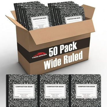 Wide Ruled Composition Notebooks, Black & White Marble, 100 Sheets, 50 Pack
