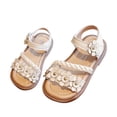 thumbnail image 3 of Eltusu Girls Sandals with Strap, No Slip Comfort Open Toe Soft Sole Summer Shoes Beige Size 11(Little Kids), 3 of 8