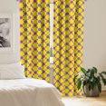 thumbnail image 2 of Ambesonne Floral Window Curtains, Chrysanthemums Leaves Plot, Each 28" W x 84" L, Yellow Indigo and Magenta, 2 of 4