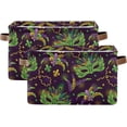 thumbnail image 2 of Coolnut Mardi Gras Theme Storage Basket Foldable Storage Bin, Canvas Rectangular Storage Basket with Leather Handles for Home Closet & Office Decor Gifts, 2 of 7