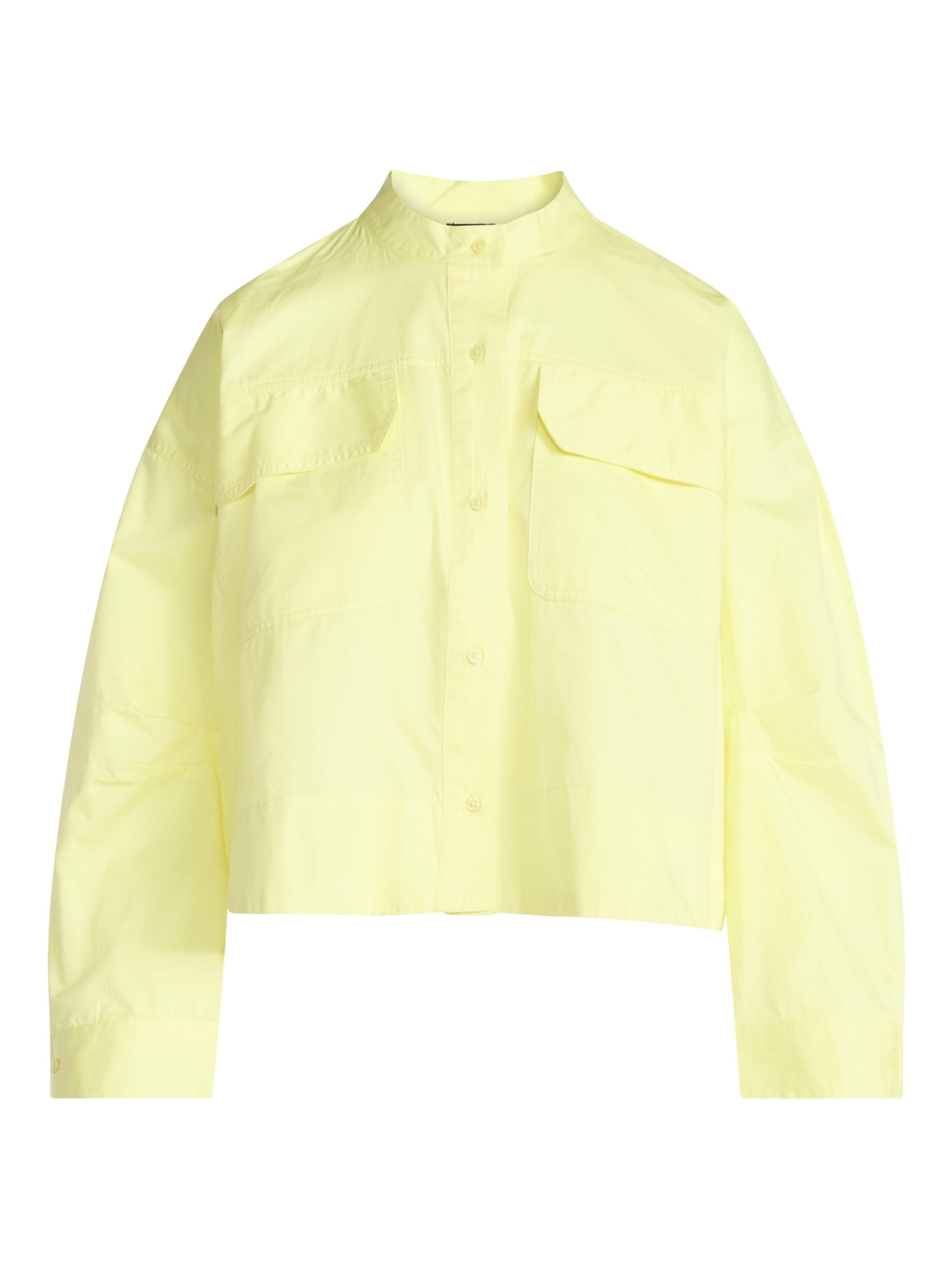 Scoop Women's and Women's Plus Cropped Oversized Button-Down Shirt, Sizes XS-4X