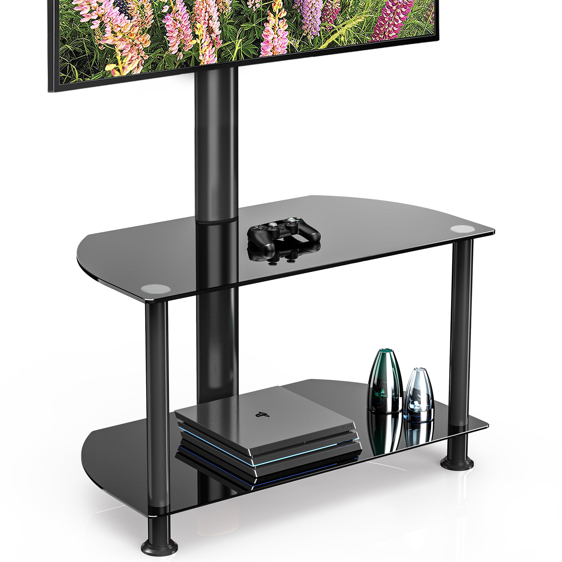 Fitueyes 2 Tiers Floor Tv Stand With Swivel Mount For 32 To 55 Inch
