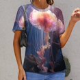 thumbnail image 6 of Jellyfish Ocean Style Women's Short Sleeve T-Shirt Crew Neck Casual Summer Trendy Loose Fit Tops, 6 of 6