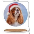 thumbnail image 3 of SKYSONIC Round Drink Coasters Dog Cavalier King Charles Spaniel in Hat of Santa Claus Absorbent Ceramic Coaster with Cork Base for Coffee Cups for Home Decor 4 pcs, 3 of 6