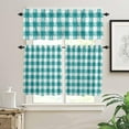 thumbnail image 2 of 3 Piece Farmhouse Cyan Turquoise Kitchen Curtains, Tier and Valance Rod Pocket Window Curtains Set Watercolor Plaid Cafe Curtains for Kitchen Valances Window Treatment 54X18in+27x36in×2, 2 of 5