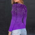 thumbnail image 4 of Lcziwo Ribbed Long Sleeve Shirts for Women Crew Neck Soft Stretchy Printed Tops Casual Fall Fashion 2025 Blouses Purple,XXL, 4 of 8