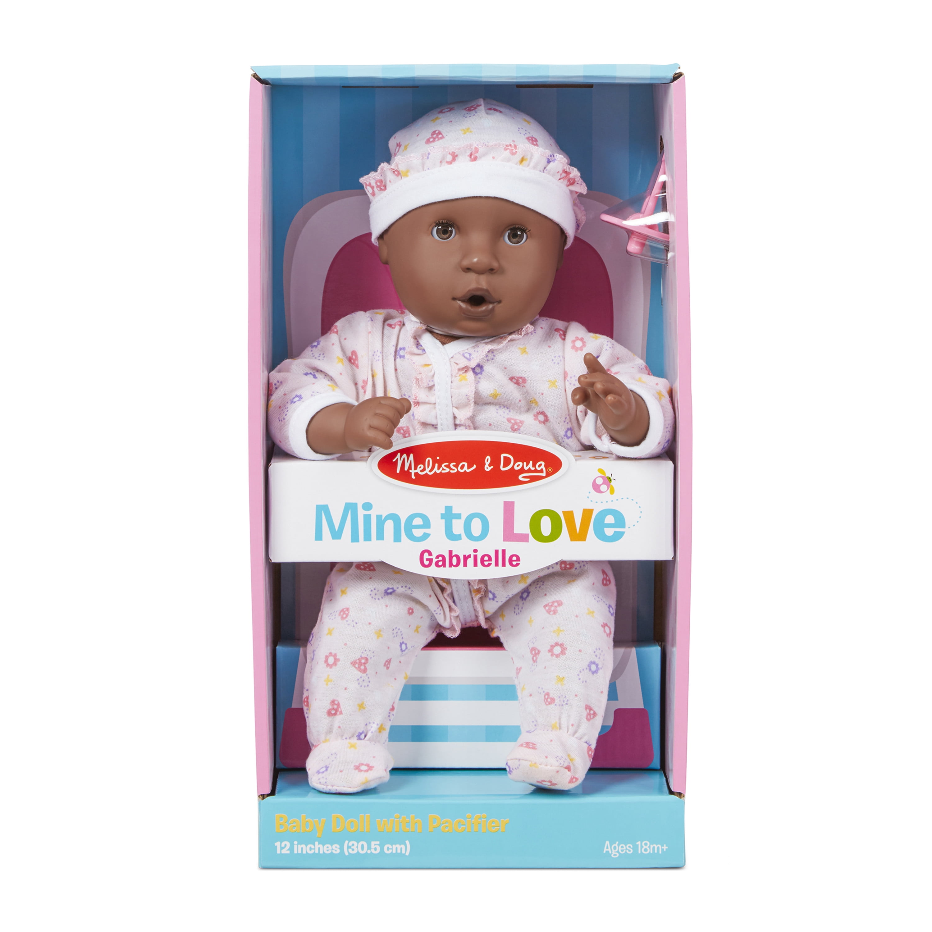 Melissa & Doug Mine to Love Gabrielle 12" Poseable Baby Doll With Romper, Hat, Pacifier