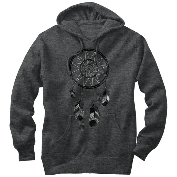 Men's Lost Gods Feather Dream Catcher  Pull Over Hoodie Charcoal Heather Large