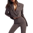 thumbnail image 3 of Blotona Women's Black Cropped Blazer Long Sleeve Open Front Crop Cardigans Coat Business Work Office Blazers Suit Jackets, 3 of 9