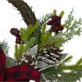 thumbnail image 4 of Northlight Icy Winter Foliage and Plaid Bow Artificial Christmas Twig Wreath, 23 inch, Unlit, 4 of 6